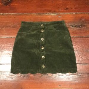 Francesca’s Corduroy Scallop Button-Front Skirt